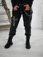 Wide Leg Kunstlederhose mit Kette