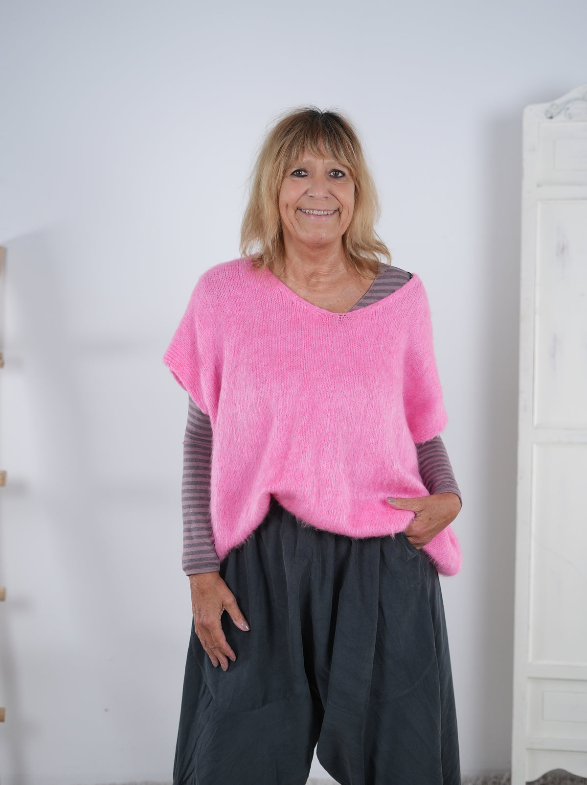 Pullunder mit V-Ausschnitt aus Strick Pink