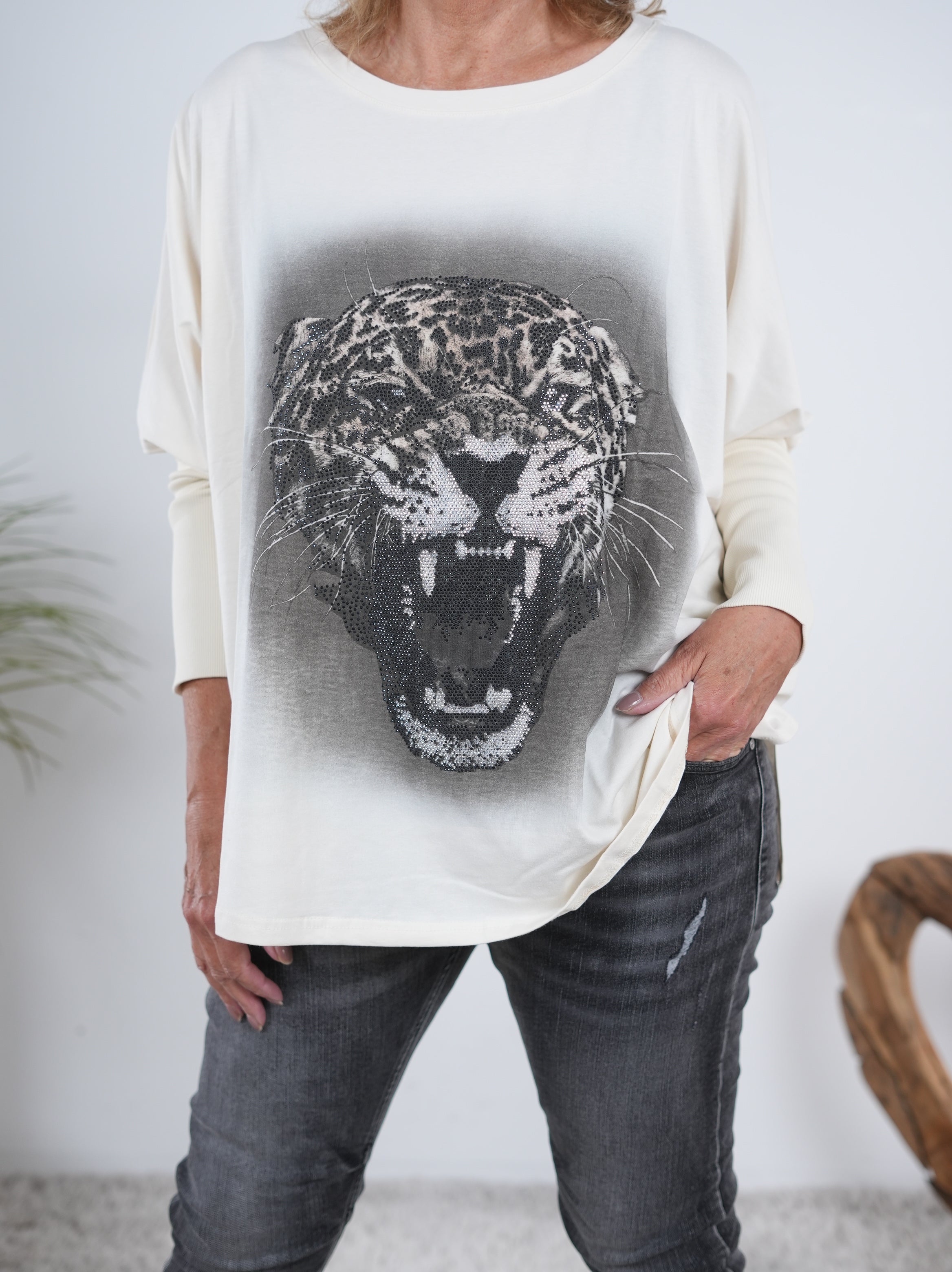 oversized Shirt mit Hingucker Motiv und Stulpenärmeln