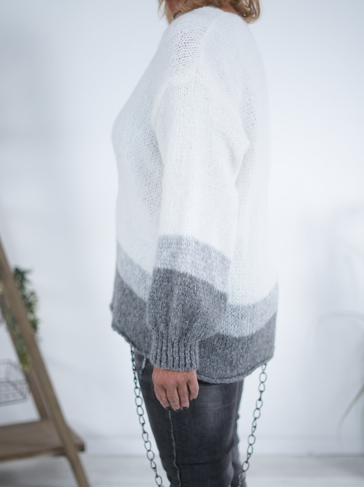 Cozy Strickpulli mit farbigen Elementen