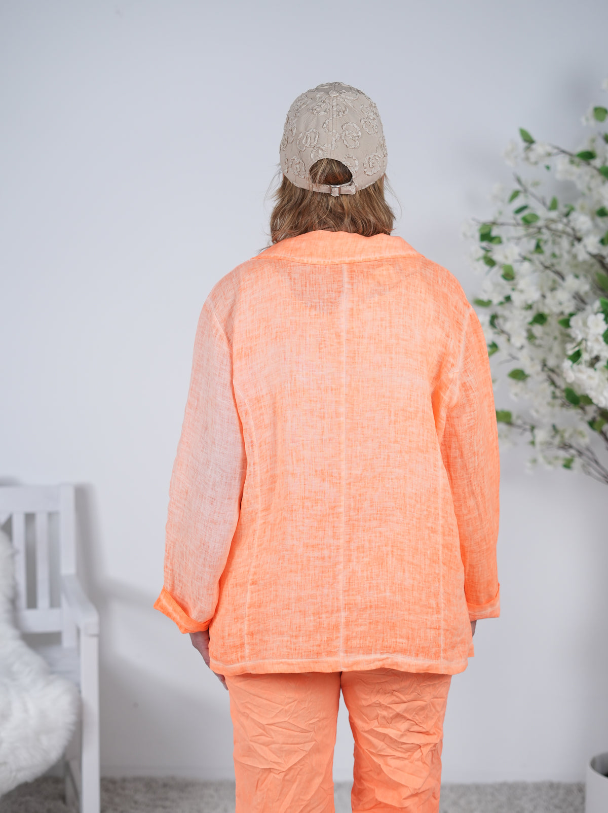 lässiger Leinen Blazer, unifarben
