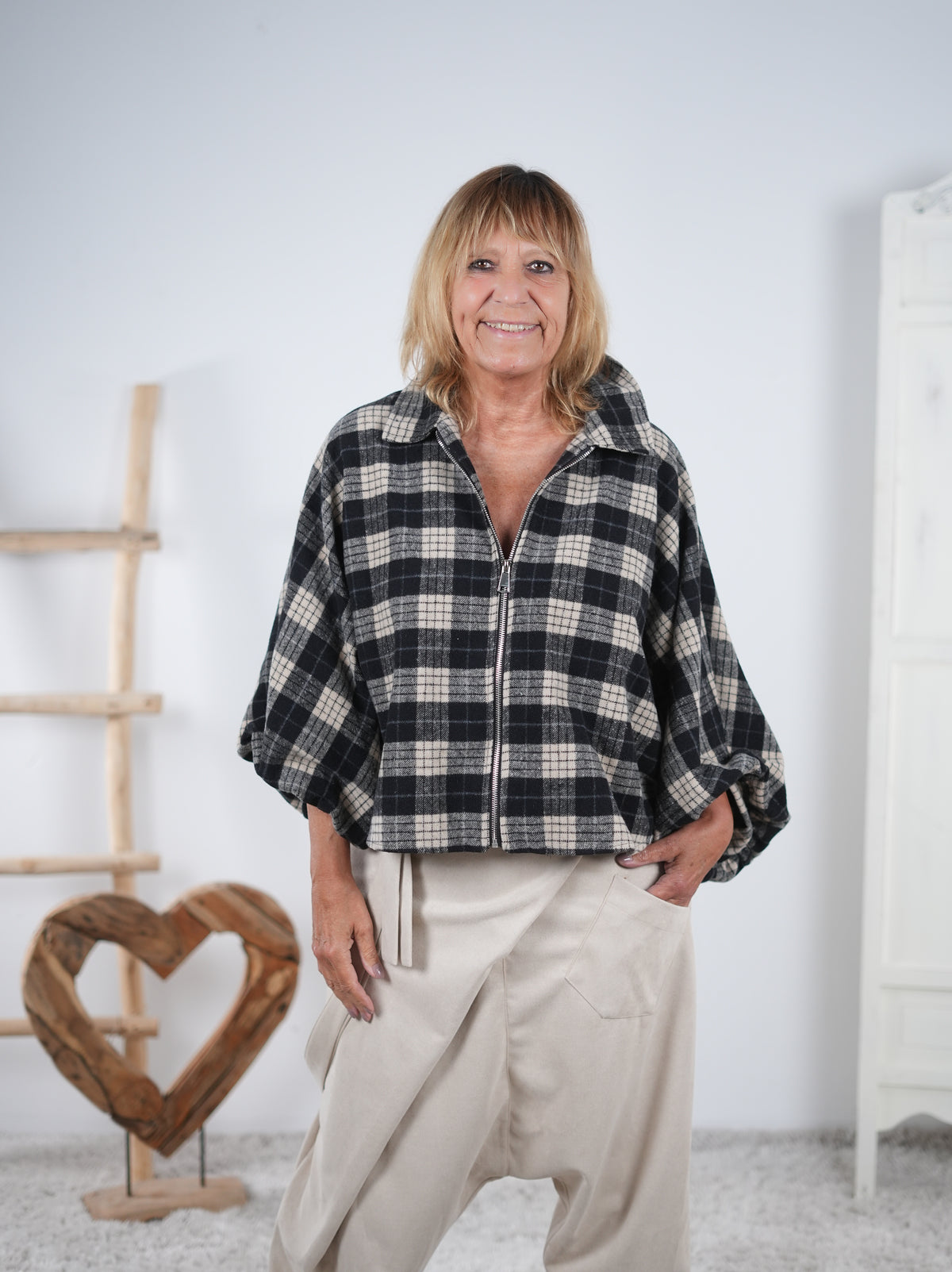 lockere Jacke im Flanell Hemd Design