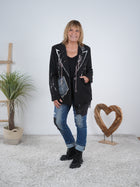 oversize Blazer mit Jeans Patches und Ketten Verzierungen
