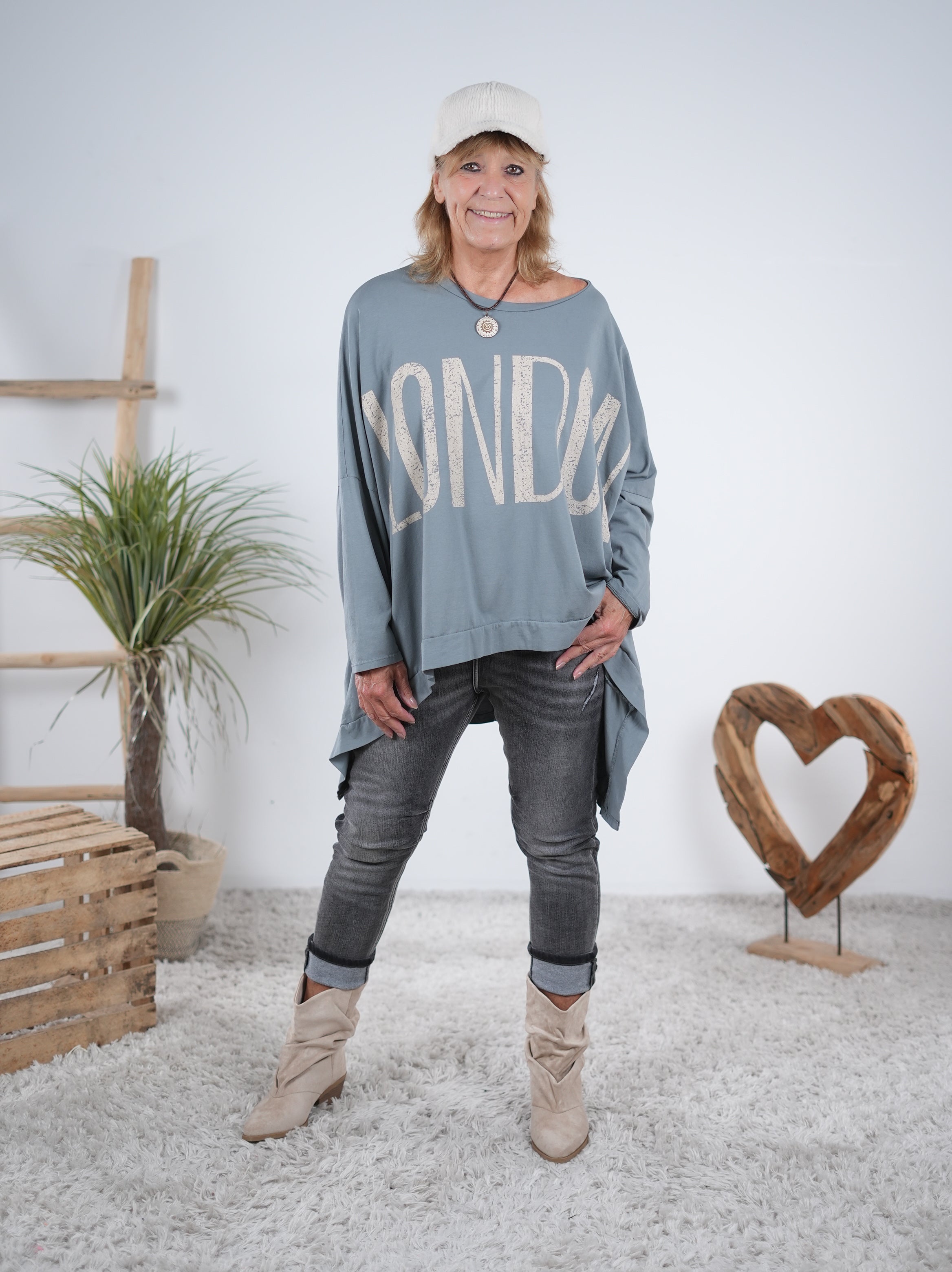 oversize Shirt mit "London" Schriftzug