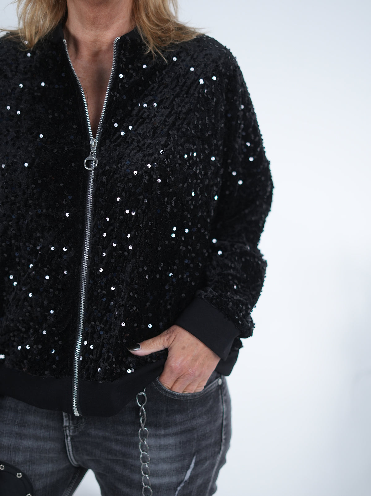 Süße Sweatshirt-Jacke mit Pailletten