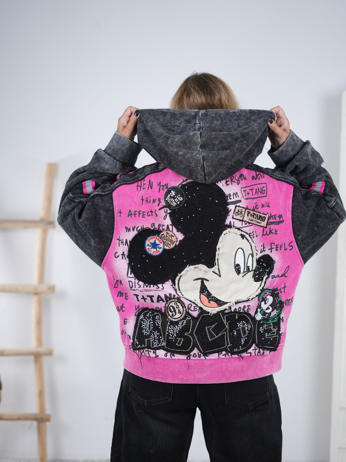 Sweatshirt Jacke mit Hingucker Motiven, pink