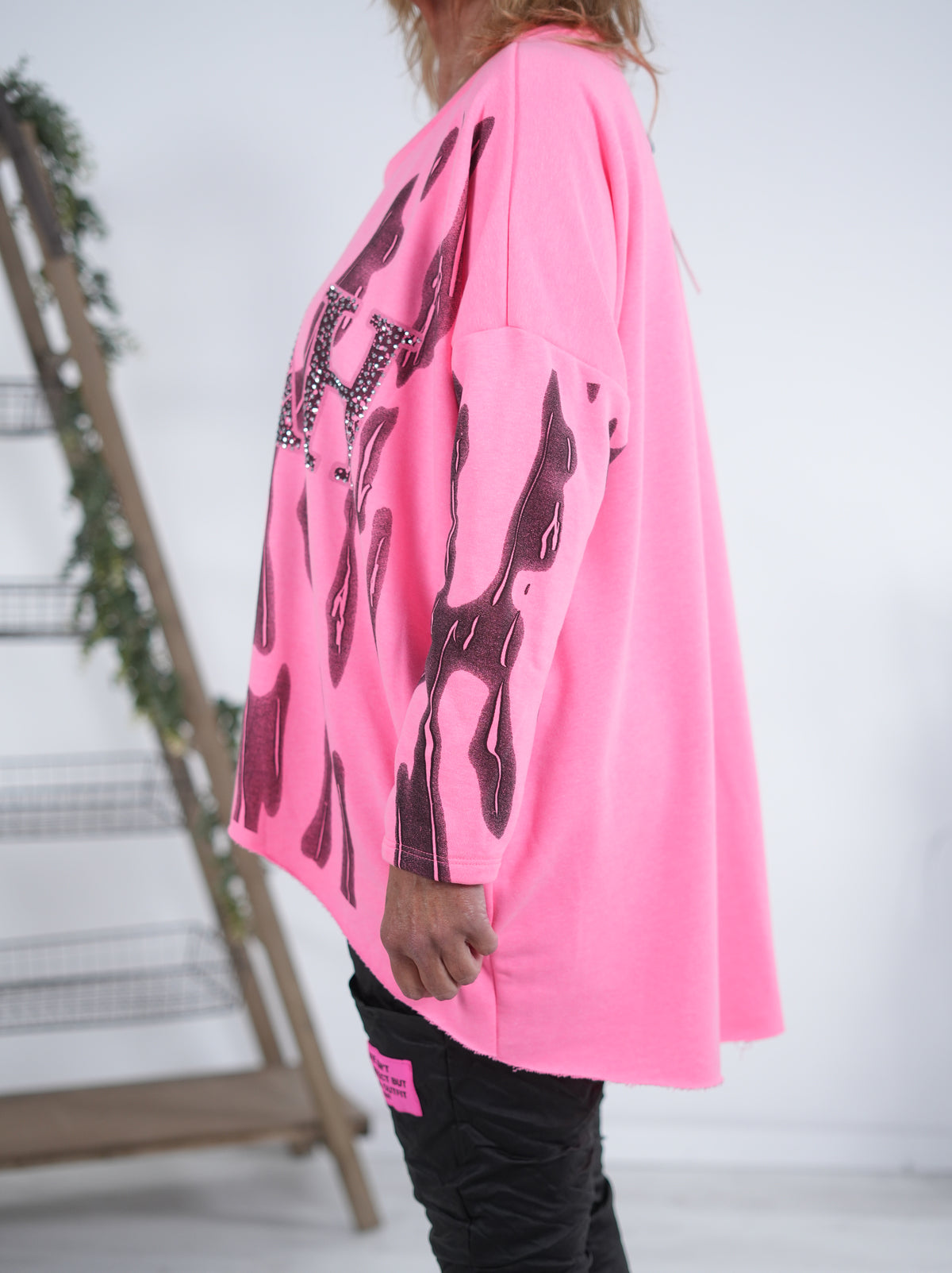 Vokuhila Sweaty mit großem Print und Rundhalsausschnitt