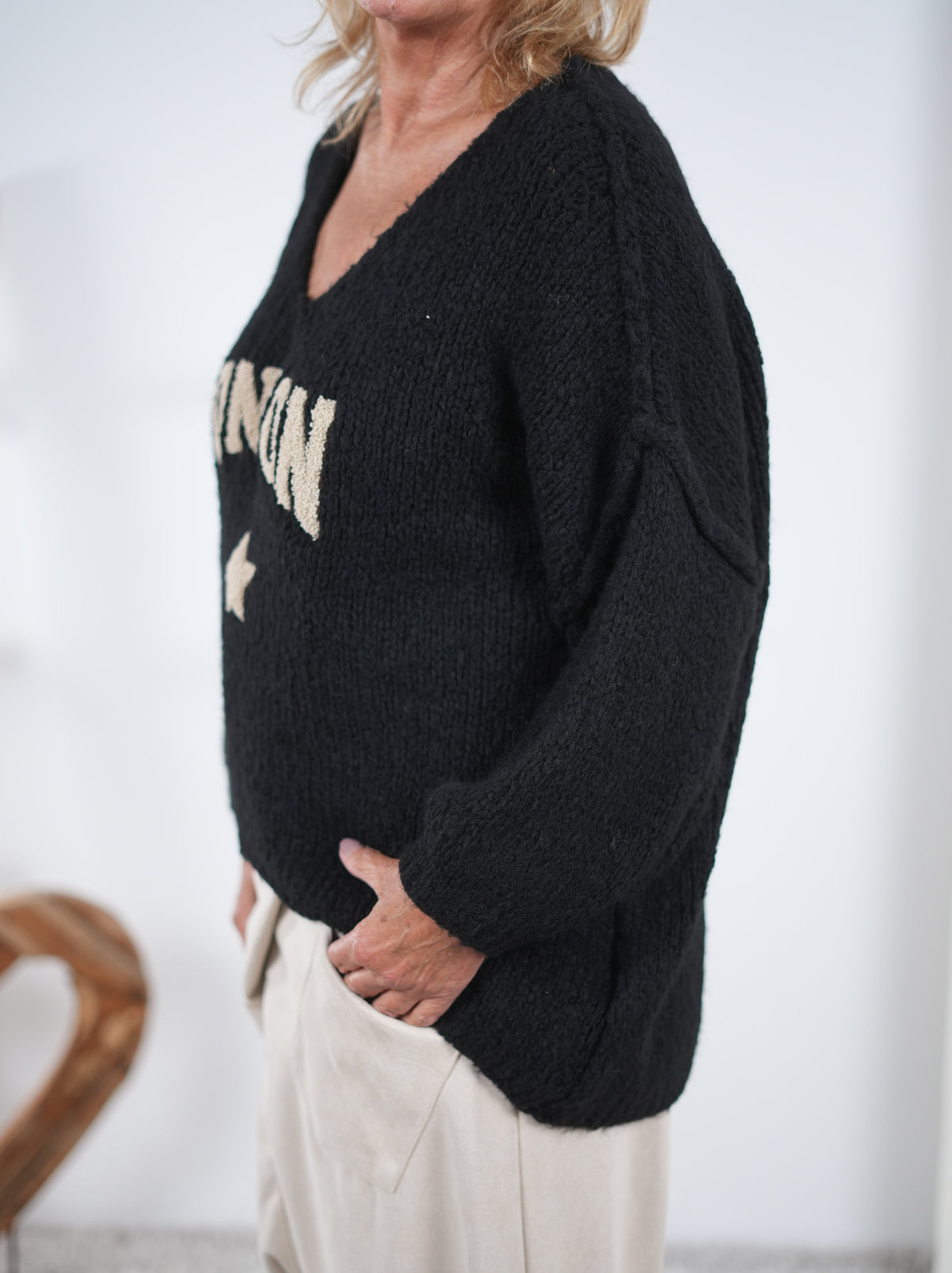 weicher Strickpulli mit überschnittenem Arm