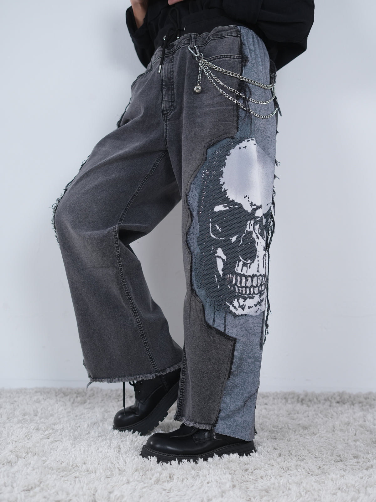 Wide Leg Hingucker Pants mit Skull Motiv