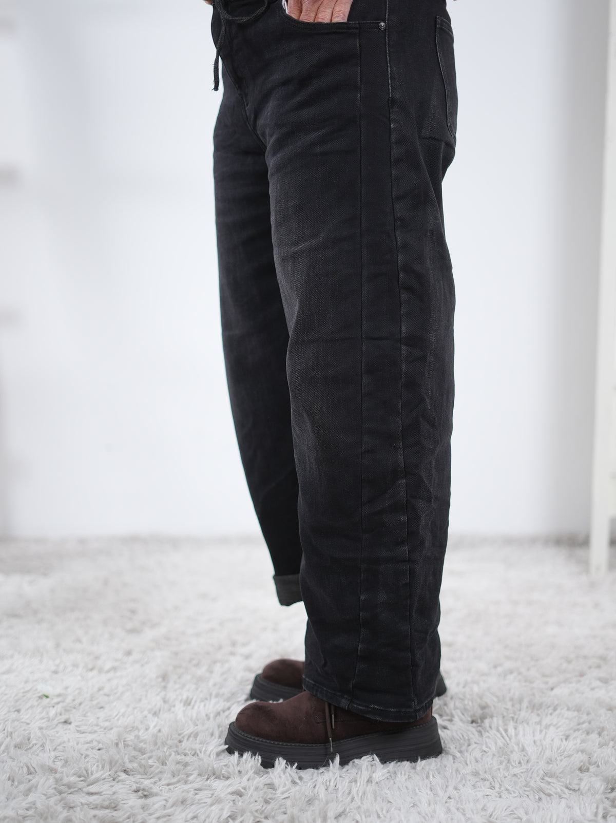 Wide Leg Jeans mit Kordelzug im Bündchen