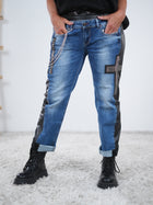 Wide Leg Pants mit Jeans Stoff und Kreuz Patch