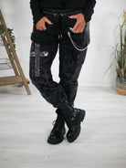Wide Leg Kunstlederhose mit Kette