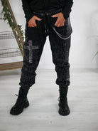 Wide Leg Kunstlederhose mit Kette