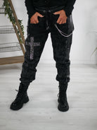 Wide Leg Kunstlederhose mit Kette