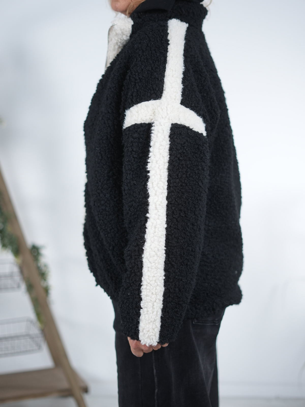 Teddy Jacke mit Reißverschluss und Eingriffstaschen