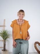 oversize Pullunder mit Kapuze Curry