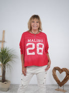 leichtes Sweaty mit Rundhalsausschnitt und "Malibu" Print Rot