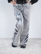 Wide Leg Pants mit Tiger Motiv