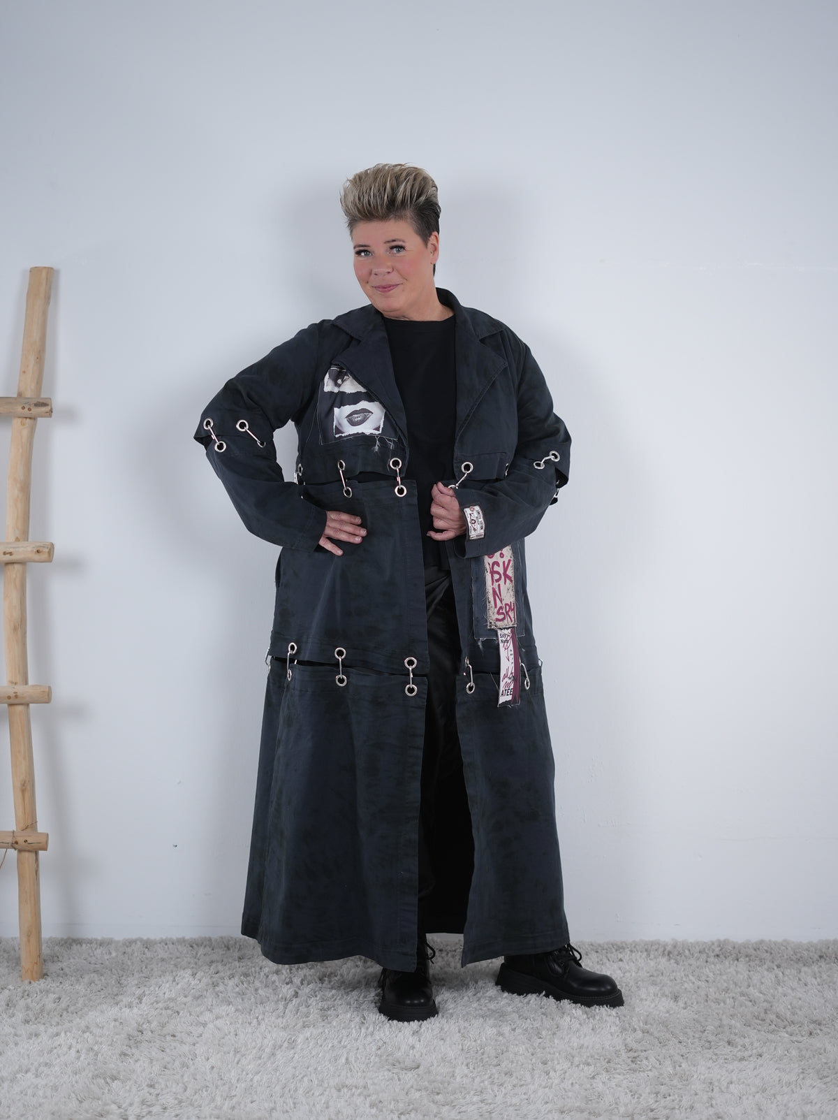 3 in 1 Hingucker Mantel mit Image Patches, schwarz