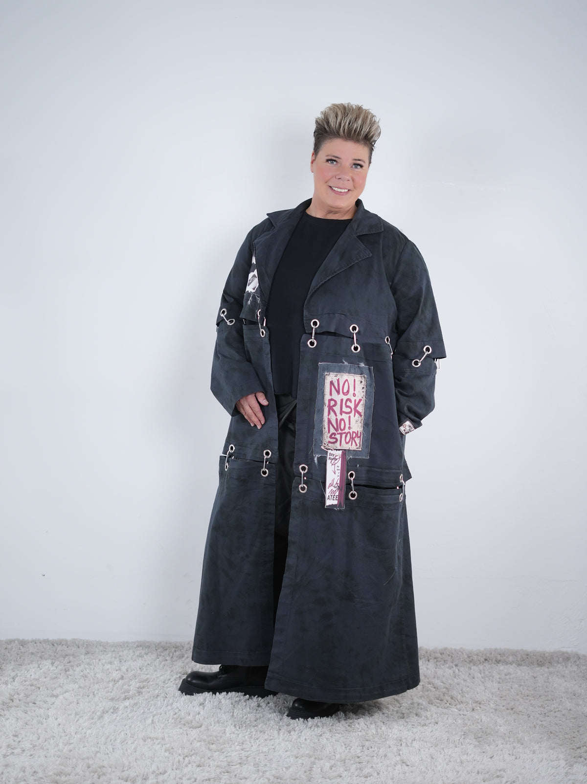 3 in 1 Hingucker Mantel mit Image Patches, schwarz