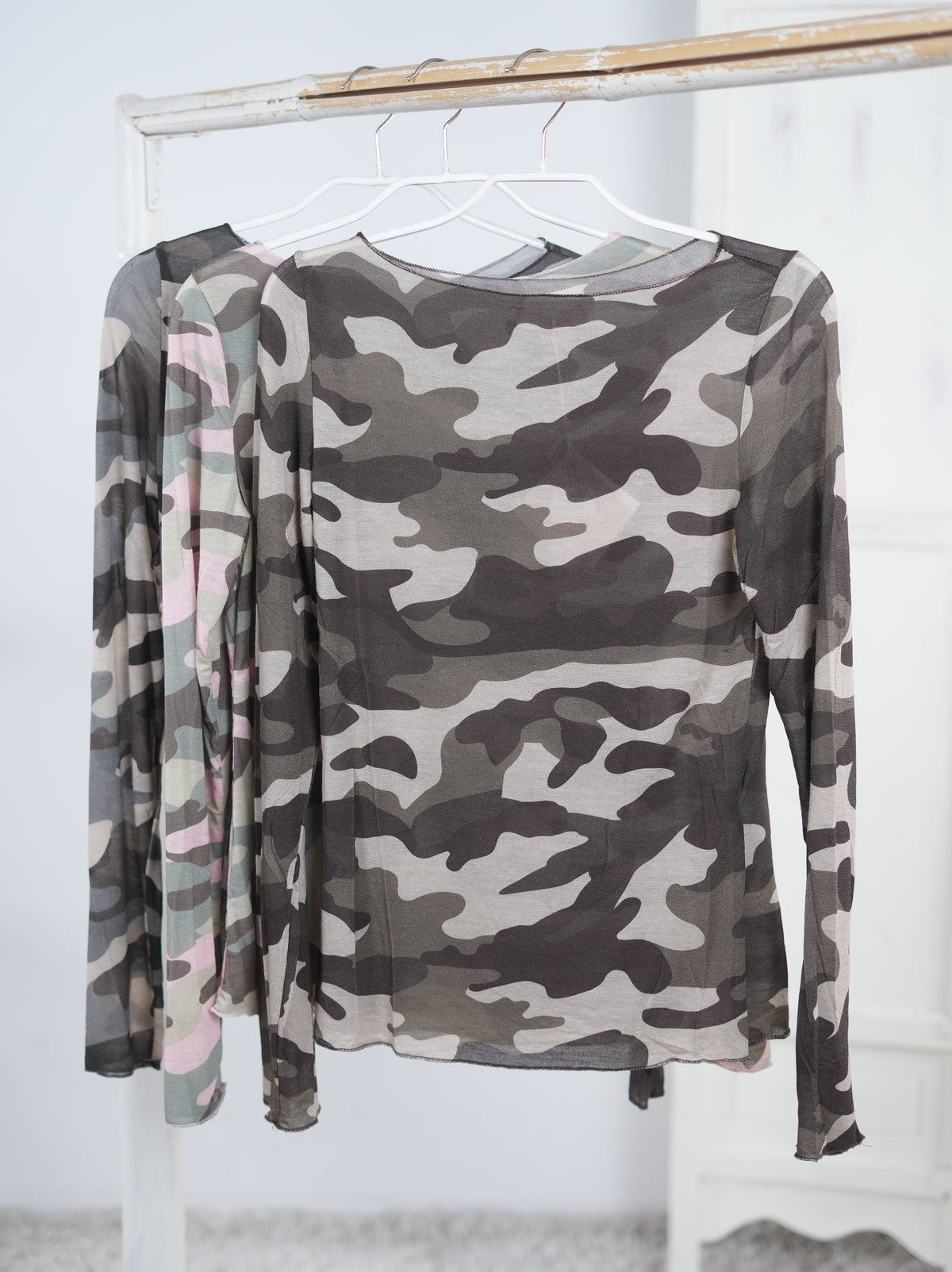 Long Sleeve in Camouflage Schoko Taupe