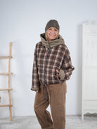 karierte oversize Jacke mit Ballon Abschluss