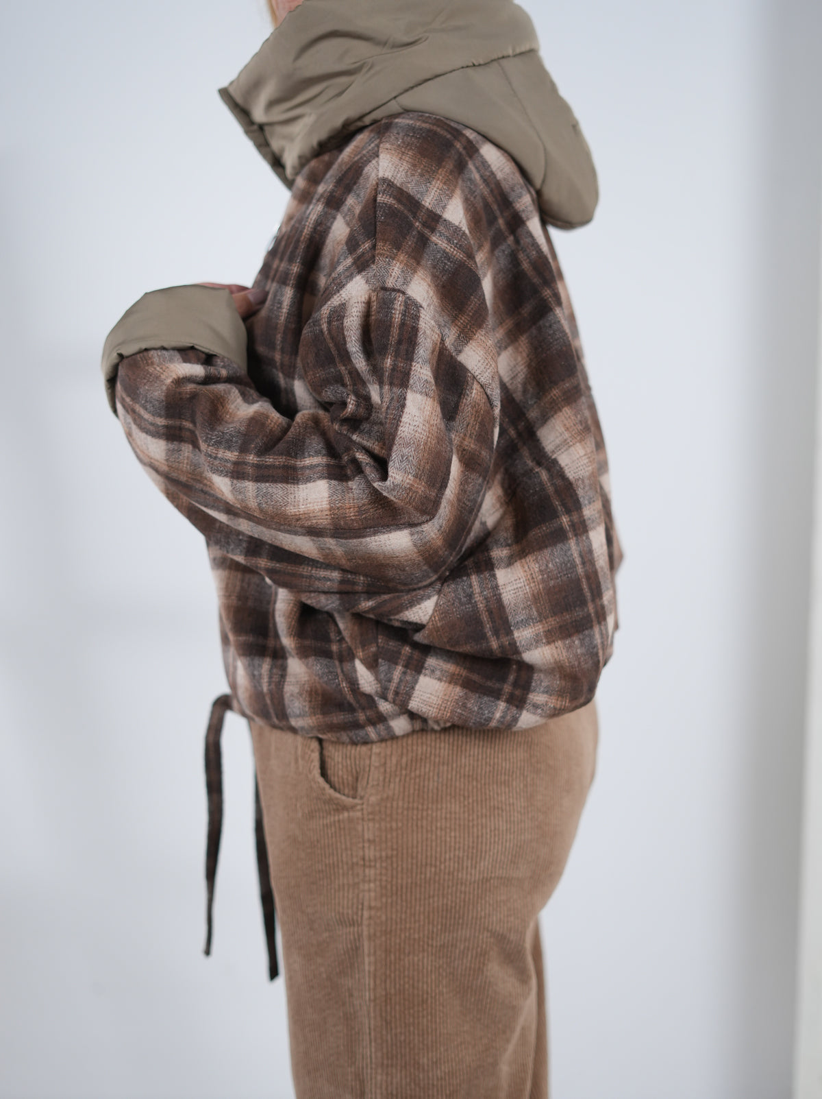 karierte oversize Jacke mit Ballon Abschluss