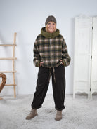 karierte oversize Jacke mit Ballon Abschluss