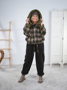 karierte oversize Jacke mit Ballon Abschluss