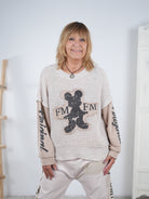 Lässiger Strickpullover mit Sweaty-Ärmeln Beige