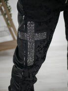 Wide Leg Kunstlederhose mit Kette