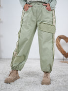 Wide Leg Pants mit Gummibund am Beinabschluss Olive