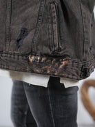 oversize Jeans Weste im destroyed Look mit auffälligem Motiv
