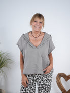 oversize Pullunder mit Kapuze Taupe