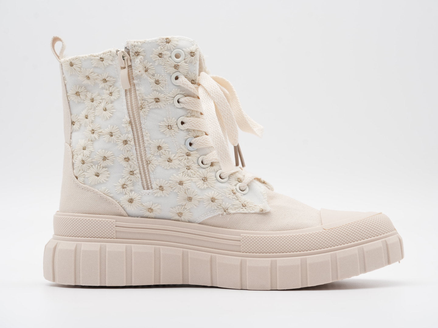 Boots mit Blümchen verziert Beige