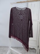 asymmetrisch geschnittenes Basic Shirt aus Mesh Bordeaux