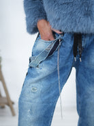 ausgefallene Wide Leg Pants mit großen Sternen verziert