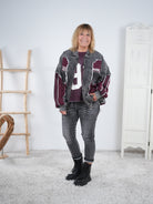 Ausgefallene College Jacke aus Jeans mit Hingucker Motiv