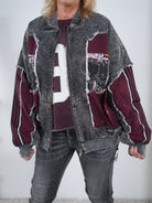 Ausgefallene College Jacke aus Jeans mit Hingucker Motiv