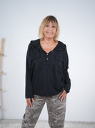 Basic Shirt mit Kapuze, schwarz