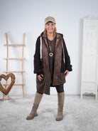 bequeme Jacke mit Strickeinsatz Schoko