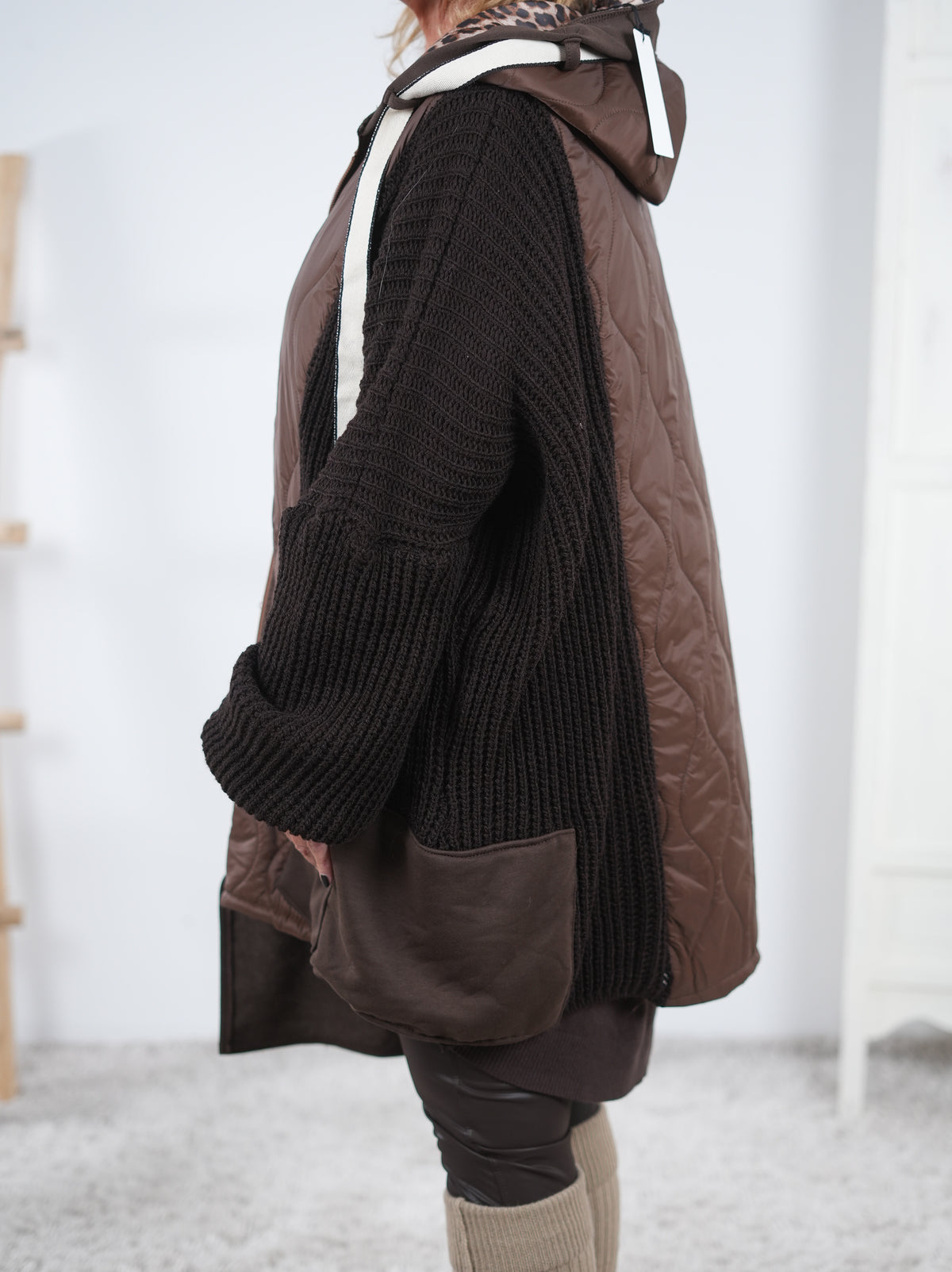 bequeme Jacke mit Strickeinsatz
