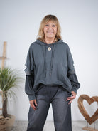 bequemer Hoody mit auffälligen Ärmeln Anthrazit