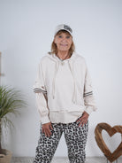bequemer Hoody mit auffälligen Ärmeln Beige
