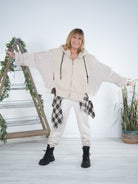 Cozy Jacke mit Strickärmeln Beige