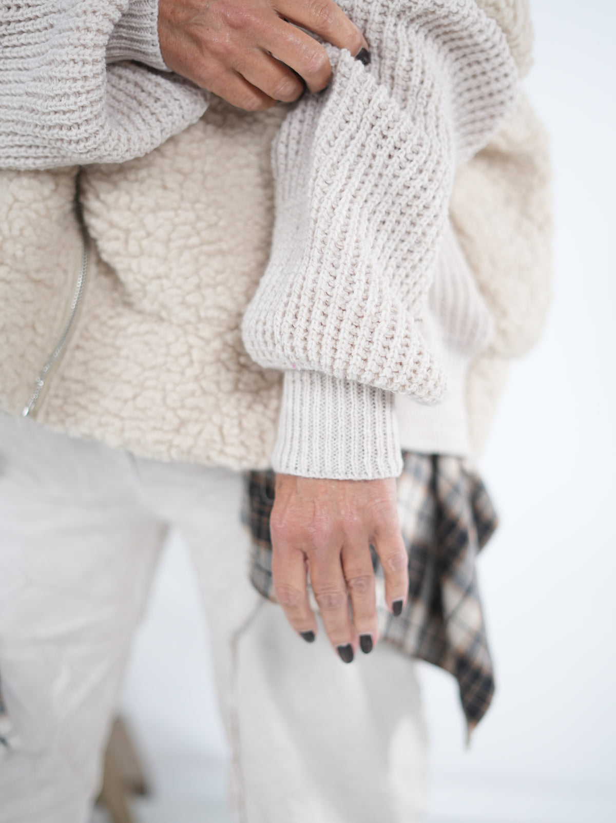 Cozy Jacke mit Strickärmeln