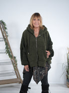 Cozy Jacke mit Strickärmeln Olive