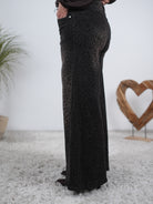 elegante Jeans Schlaghose im Leo Look