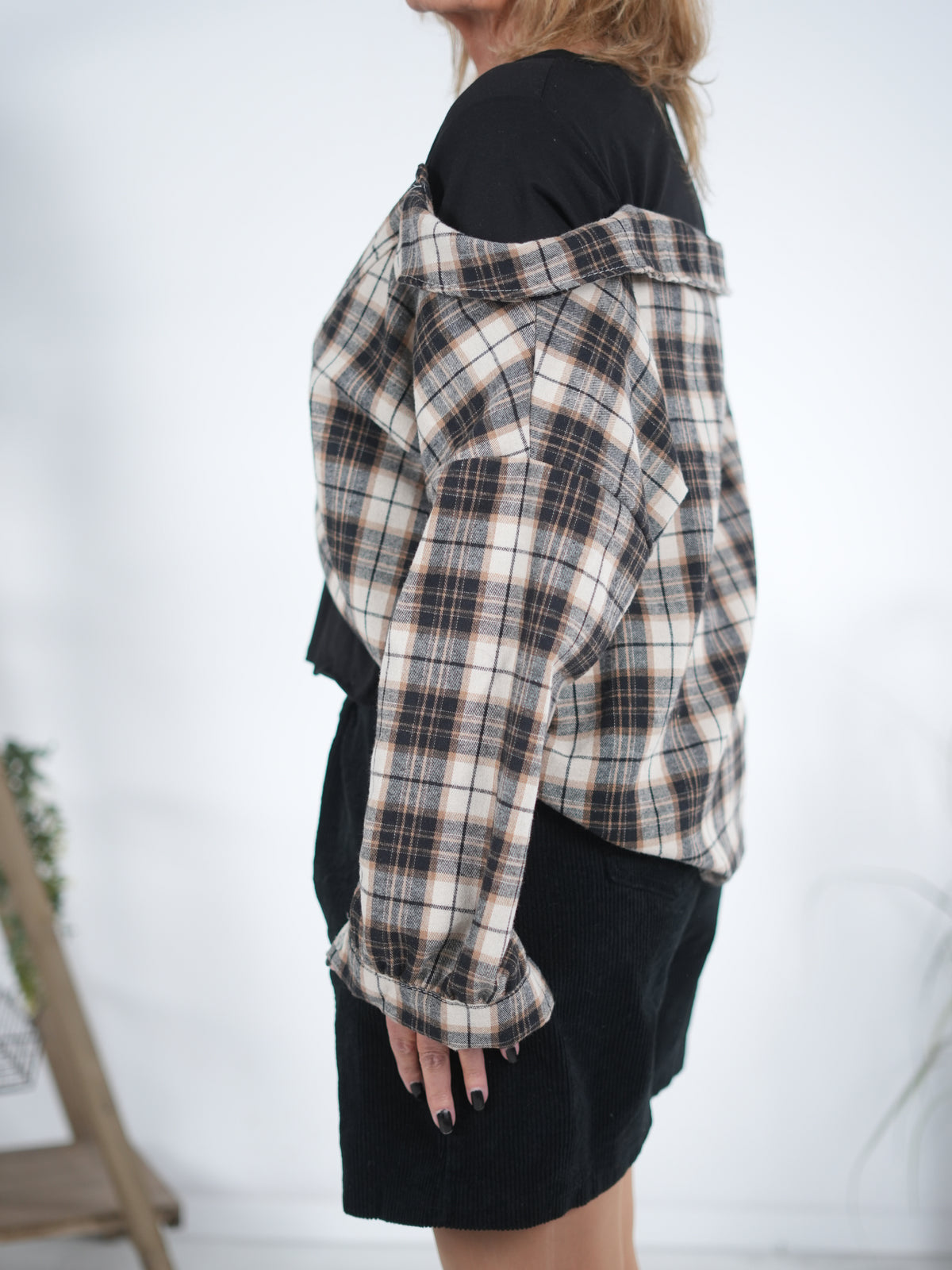 Flanell Hemd mit angenähtem langarm Shirt