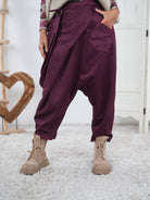 Haremshose in Veloursleder-Optik